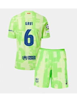 Barcelona Paez Gavi #6 Ausweichtrikot für Kinder 2024-25 Kurzarm (+ Kurze Hosen)